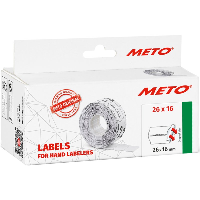 METO étiquettes pré-imprimées machine à étiqueter, 32×19 mm, adhésif permanent, 5000 pcs