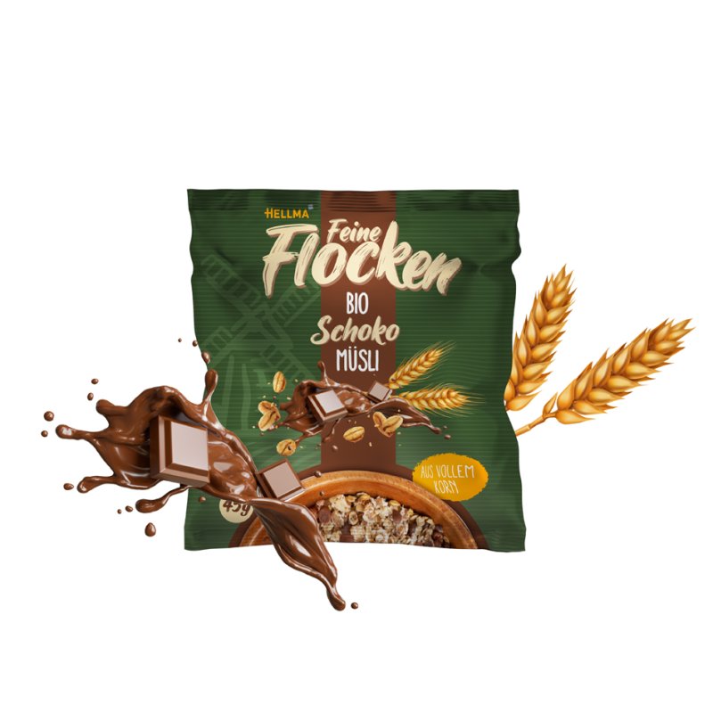 HELLMA chocolate muesli portion bags, 45 g, 40 portions
