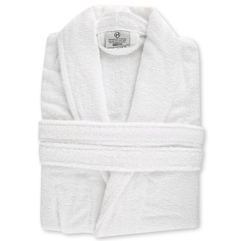 HYGOSTAR peignoir à col châle, taille M, blanc, coton
