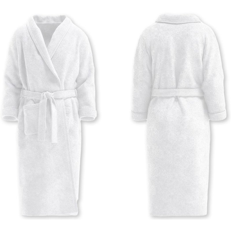 HYGOSTAR peignoir à col châle, taille M, blanc, coton