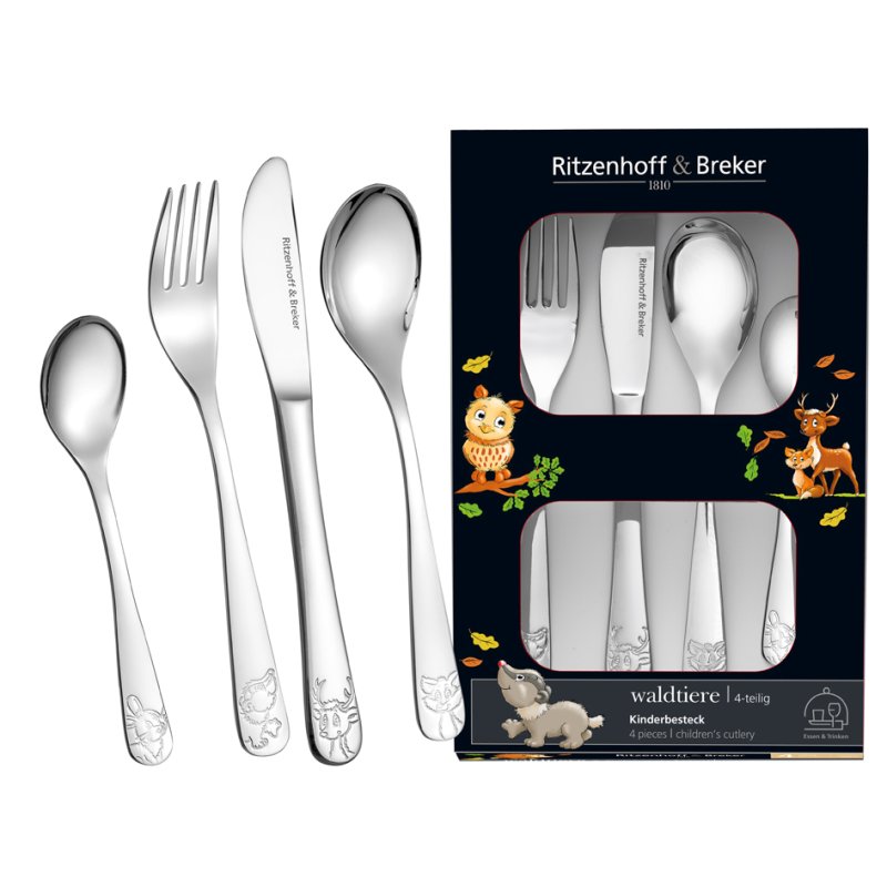 Ritzenhoff & Breker kinderbestek Bosdieren, 4-delig, edelstaal