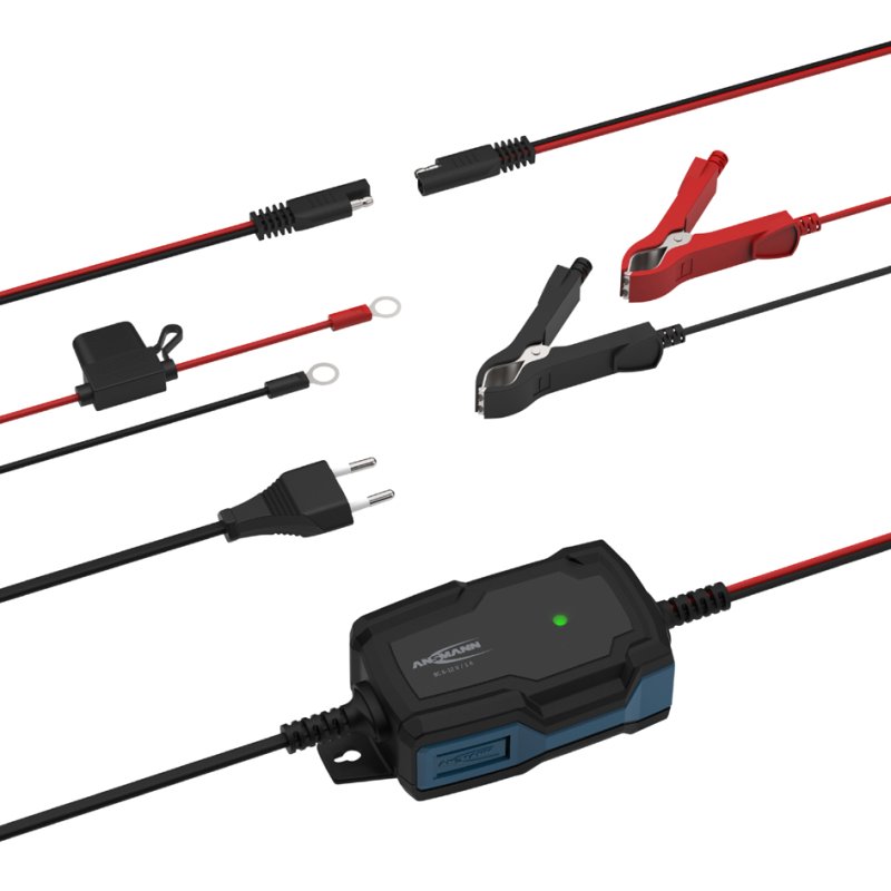 ANSMANN acculader auto 6-12V/1A, zwart/blauw, 5-stufen