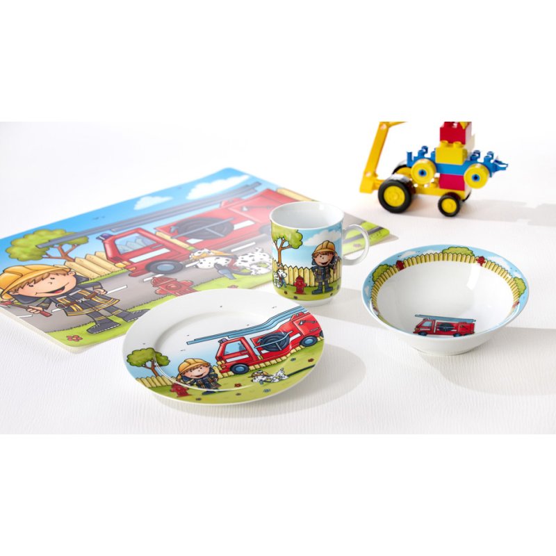 Ritzenhoff & Breker Fireman Bernie dinnerware, porcelain, dishwasher safe, gift box