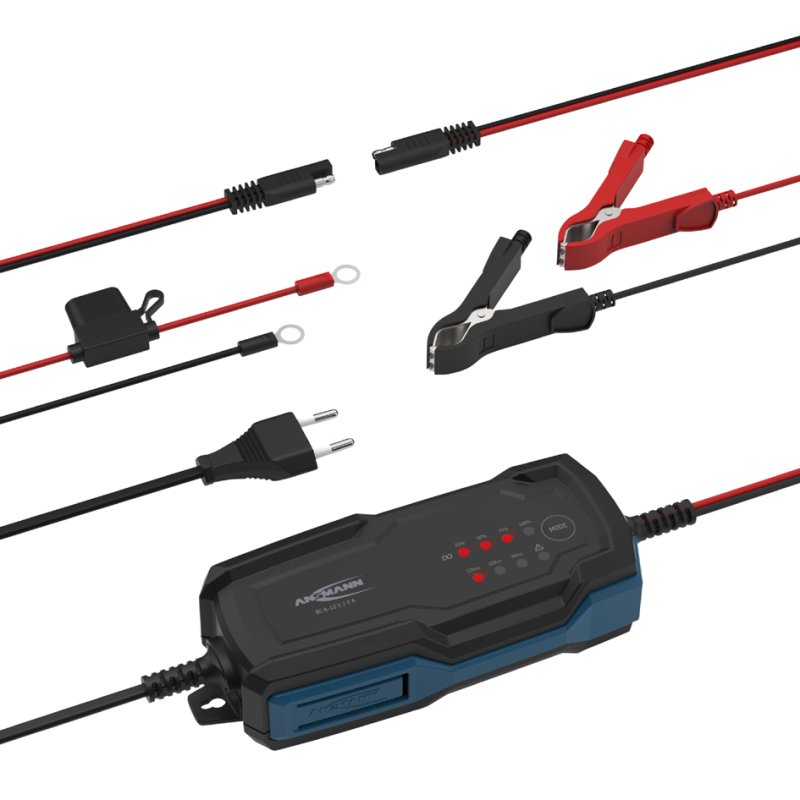ANSMANN acculader BC 6-12V/2A, auto/motorfiets, zwart/blauw