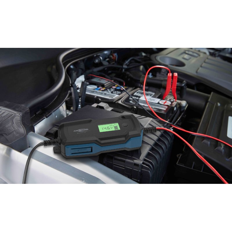 ANSMANN acculader auto 6-12V/4A, zwart/blauw, 8-stappen
