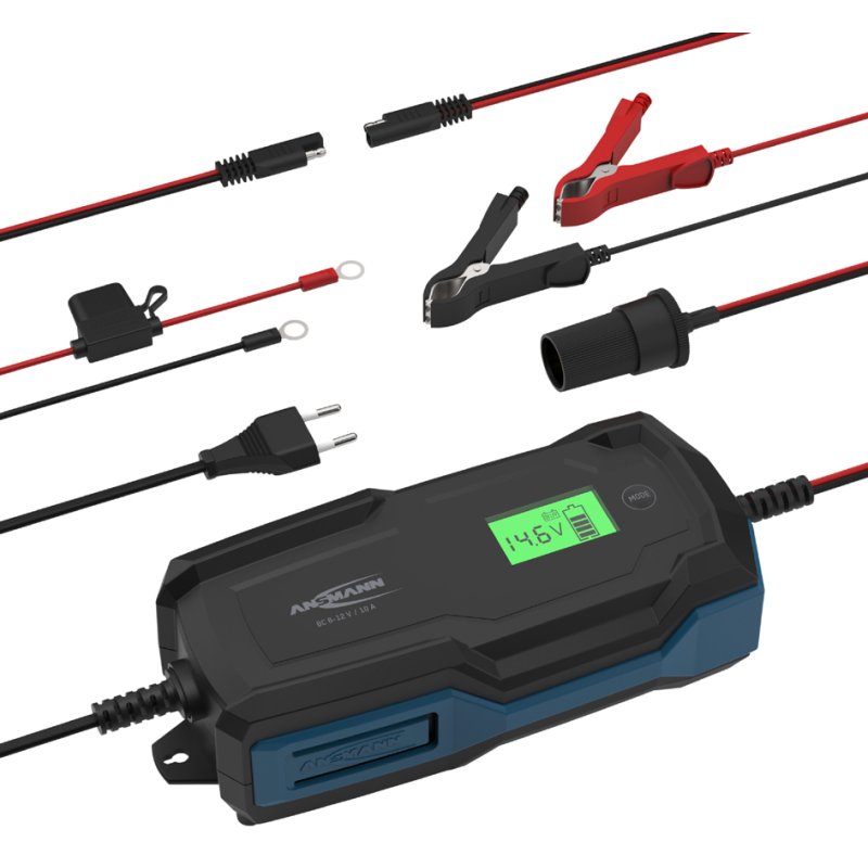 ANSMANN acculader BC auto, 6-12V/10A, zwart/blauw