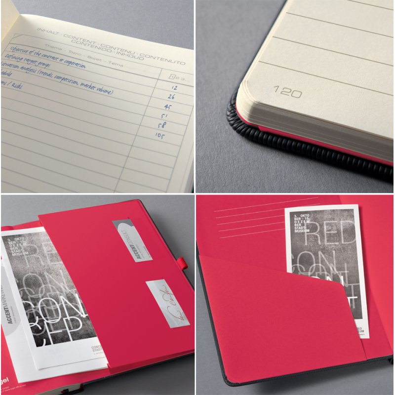 Sigel carnet Conceptum A4, quadrillé, noir/rouge, couverture rigide