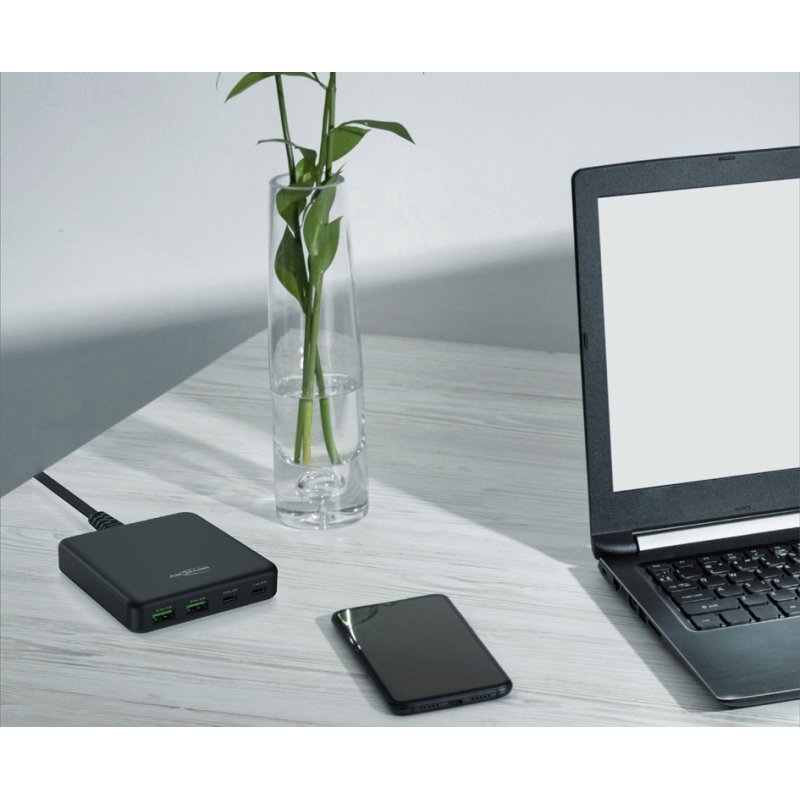 ANSMANN USB-lader Desktop Charger DC465PD, zwart, 65 Watt, 2x USB-A & 2x USB-C