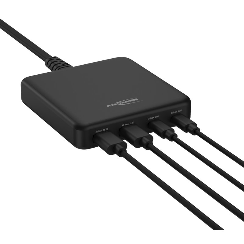 ANSMANN USB-lader Desktop Charger DC465PD, zwart, 65 Watt, 2x USB-A & 2x USB-C