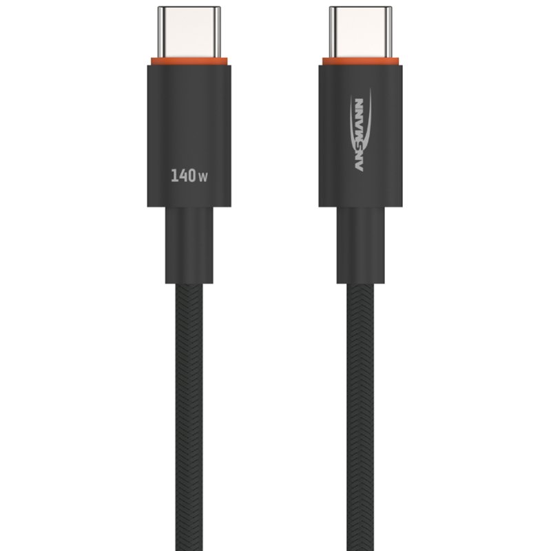 ANSMANN USB-C kabel met display, 1,2 meter, anthraciet, 140 watt
