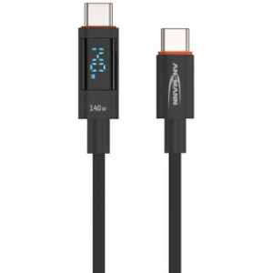 ANSMANN data- en oplaadkabel USB-C naar USB-C, 0,6 m, antraciet
