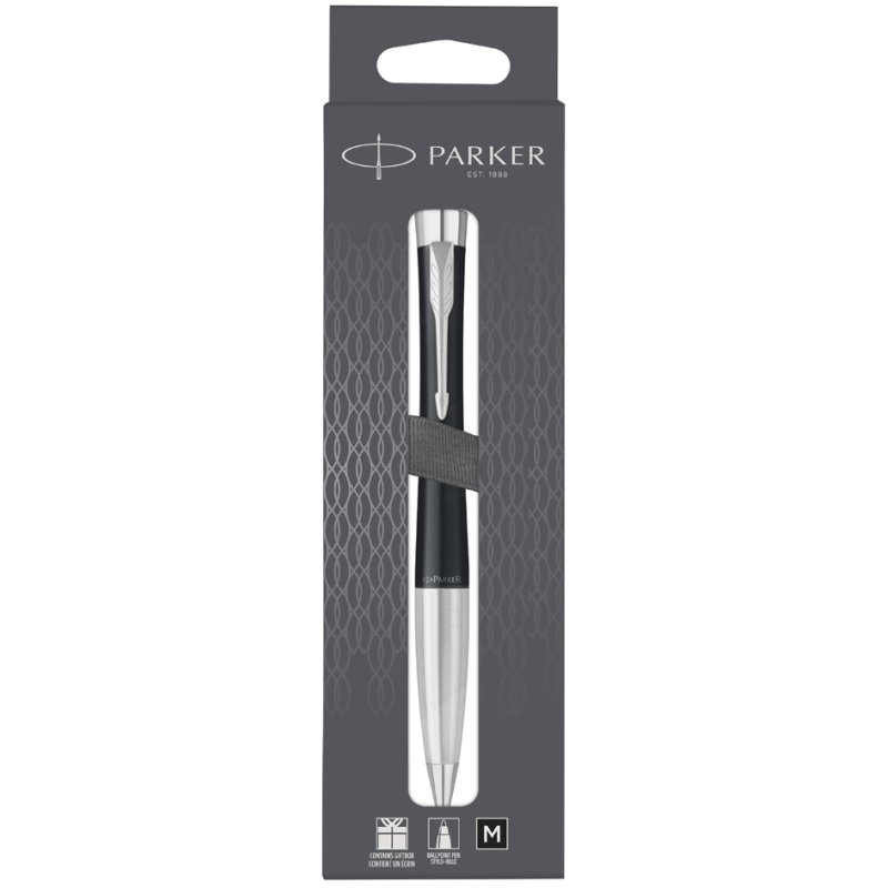 PARKER Urban stylo à bille système rotatif, noir mat avec chrome, encre bleue
