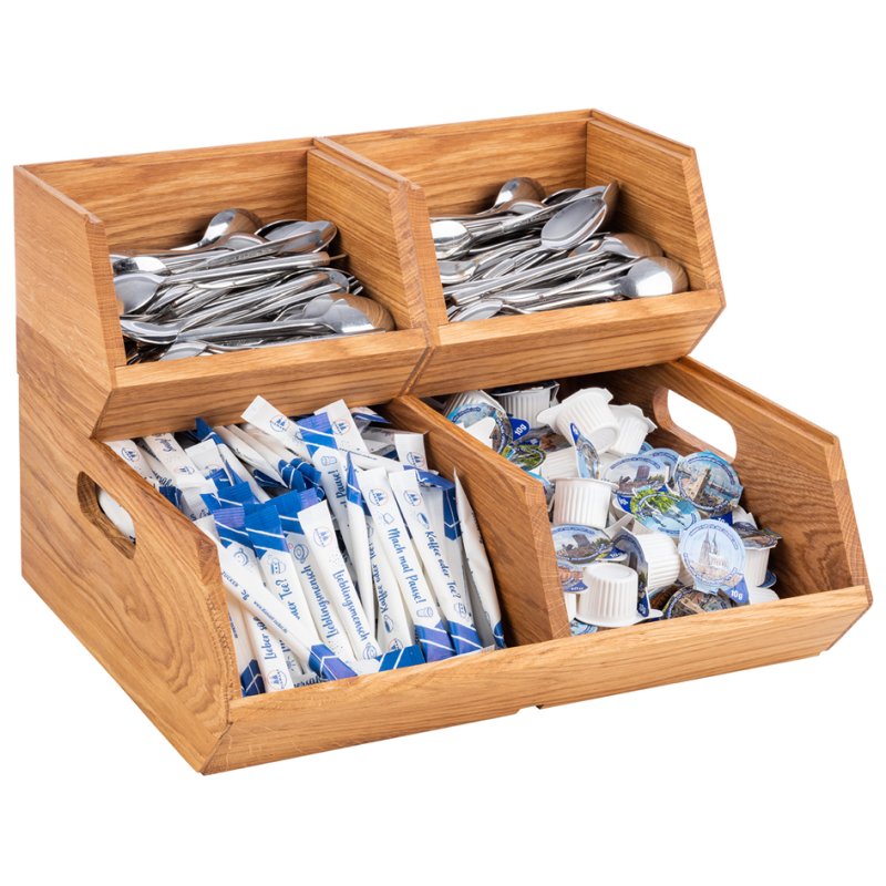APS buffetbox MODULO, eiken naturel, 2 vakken, geolied eikenhout