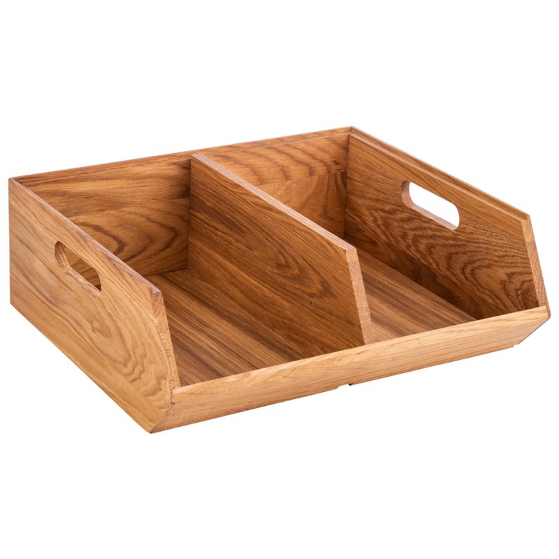 APS boîte de présentation MODULO, chêne naturel, 2 compartiments, bois de chêne huilé