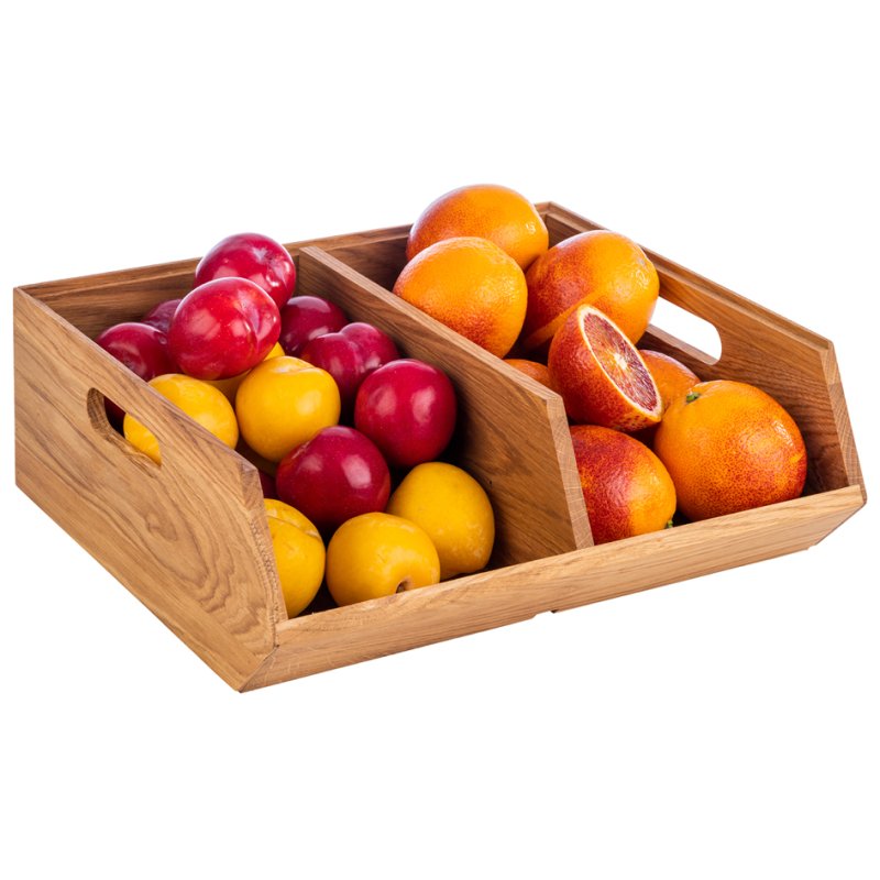 APS boîte de présentation MODULO, chêne naturel, 2 compartiments, bois de chêne huilé