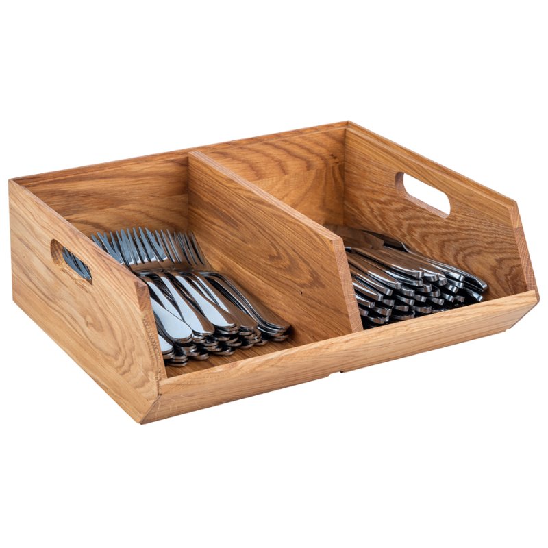 APS boîte de présentation MODULO, chêne naturel, 2 compartiments, bois de chêne huilé