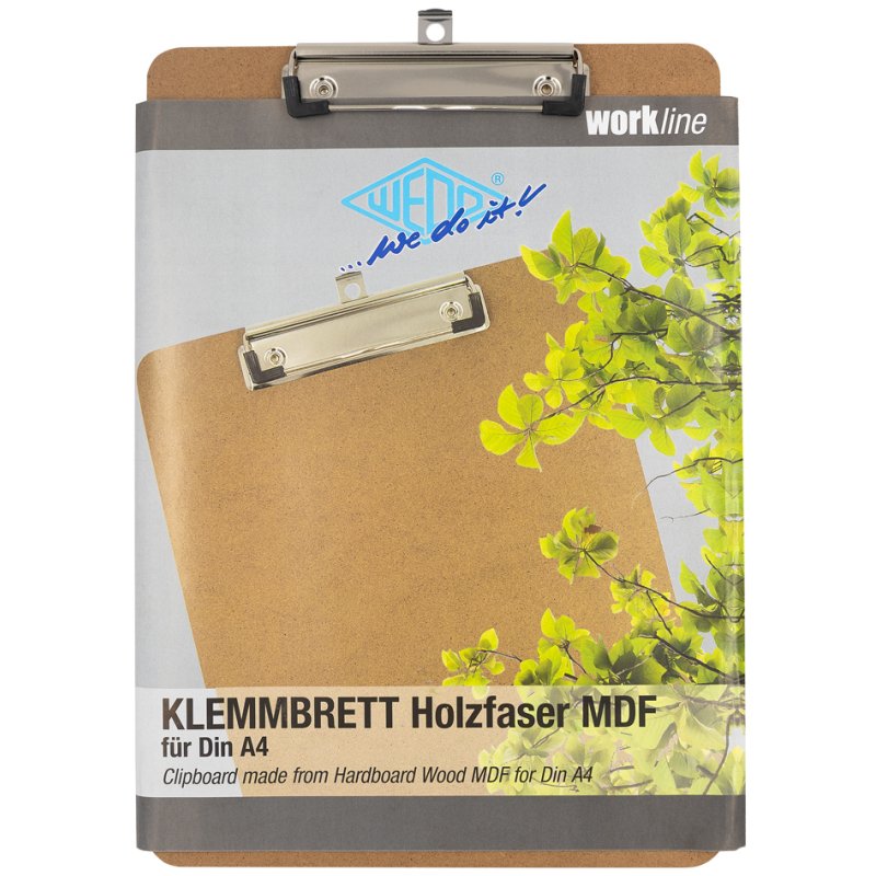 WEDO presse-papiers MDF A4 vertical, pince métallique, fixation murale