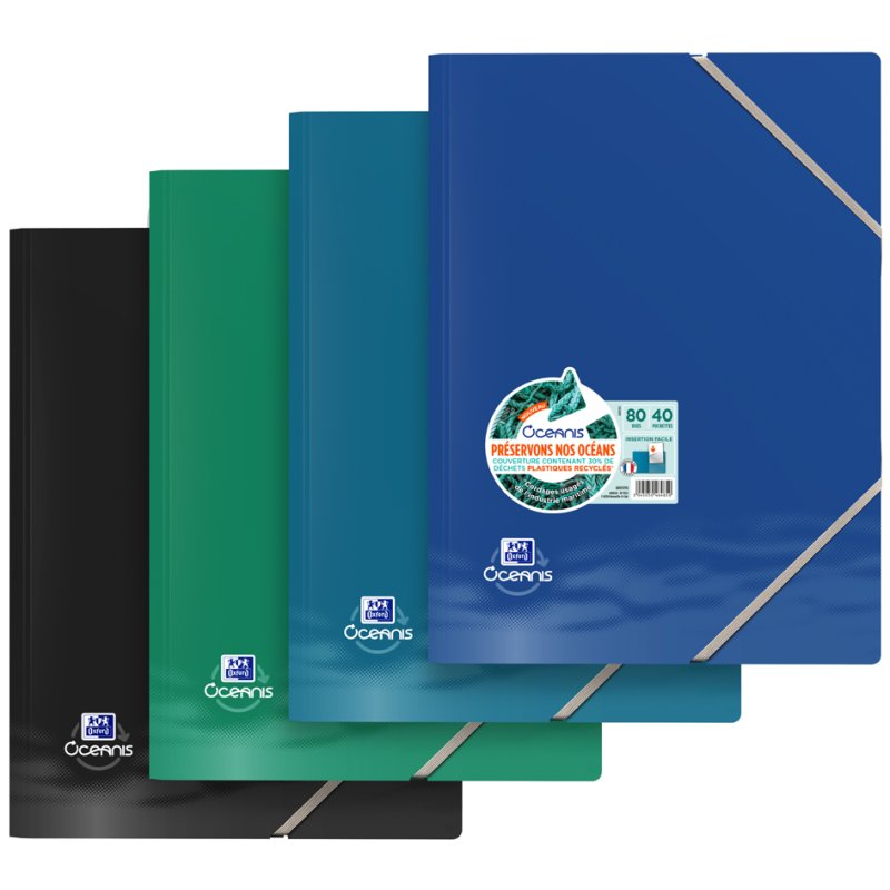 Oxford Oceanis display folder A4, 40 pockets, recycled PP, elastic closure
