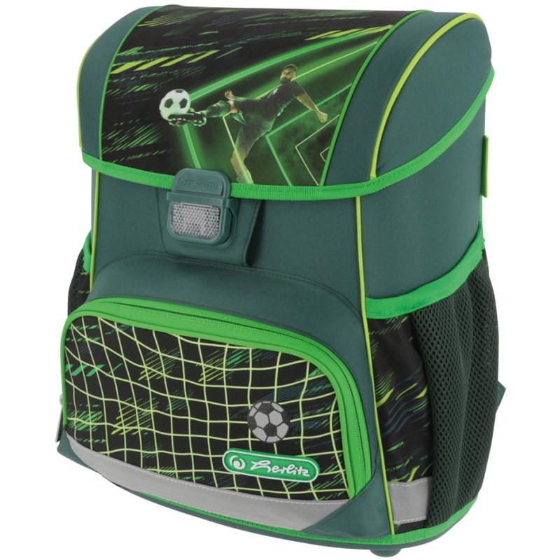 herlitz schoolrugzak Loop Plus Spelverander, voetbal motief, groen/zwart, 16 L