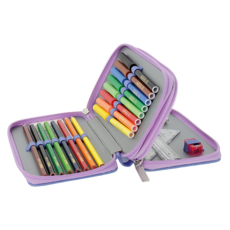 herlitz Trousse scolaire double Sirène Mystique, violet/rose, 23 pièces, 2 compartiments