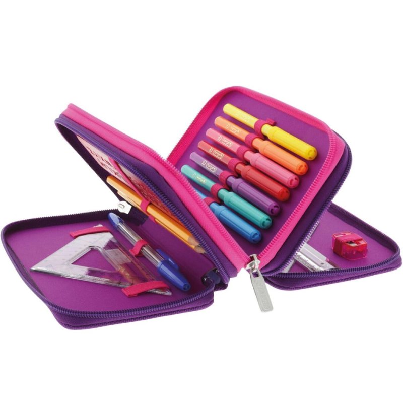 herlitz étui scolaire TriCase Dip Dye, rose, 31 pièces
