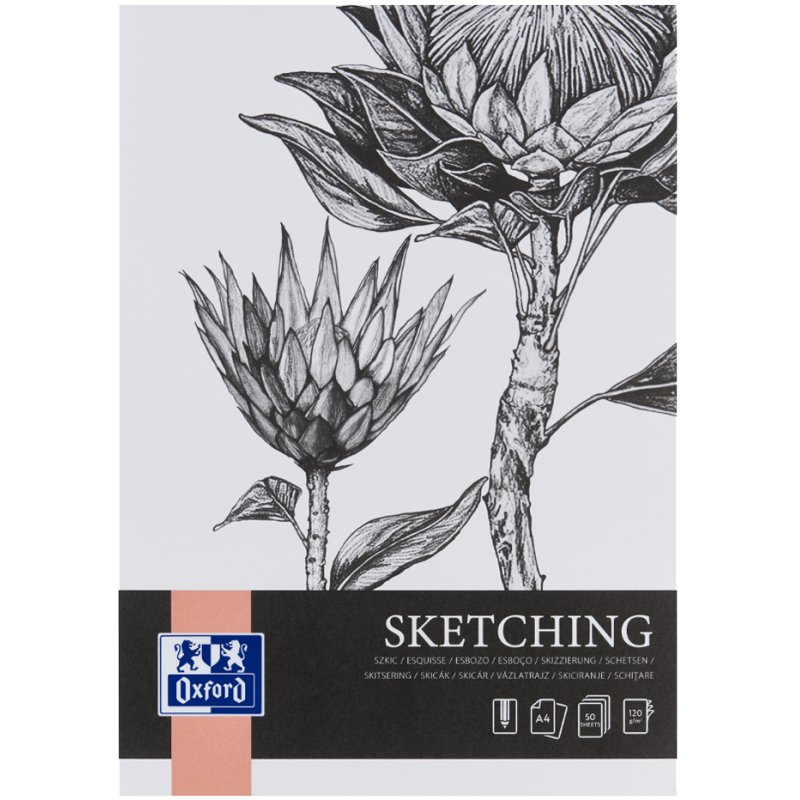 Oxford Art bloc de croquis A4, 120 g/m², 50 feuilles