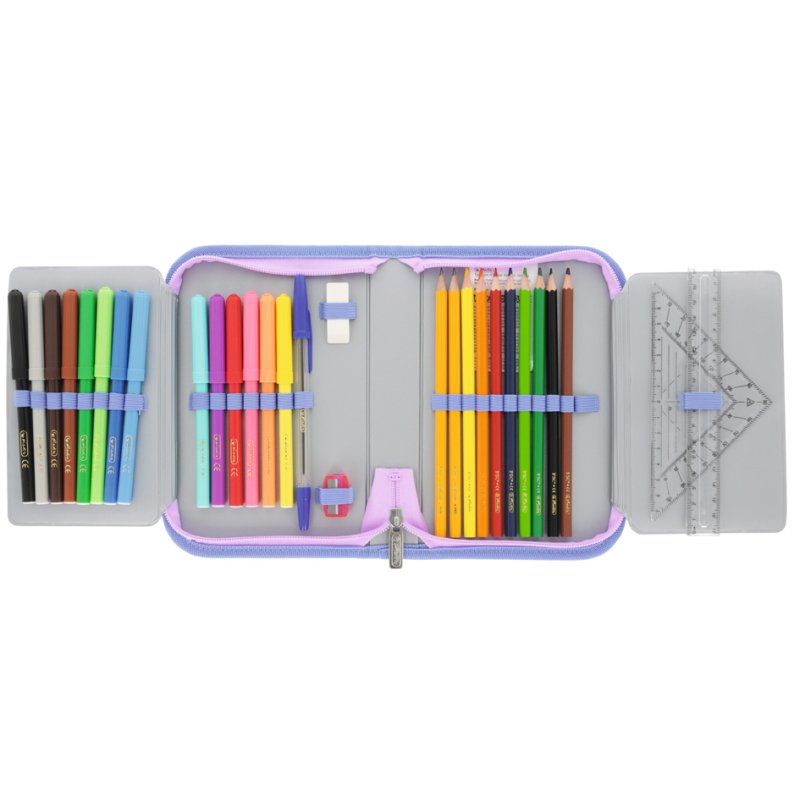 herlitz trousse scolaire Mystic Mermaid, violet/rose, 31 pièces, polyester, 205×140×38 mm