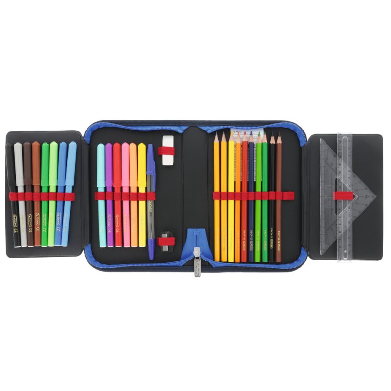 herlitz trousse d'écolier High Speed, noir/rouge, 31 pièces, polyester