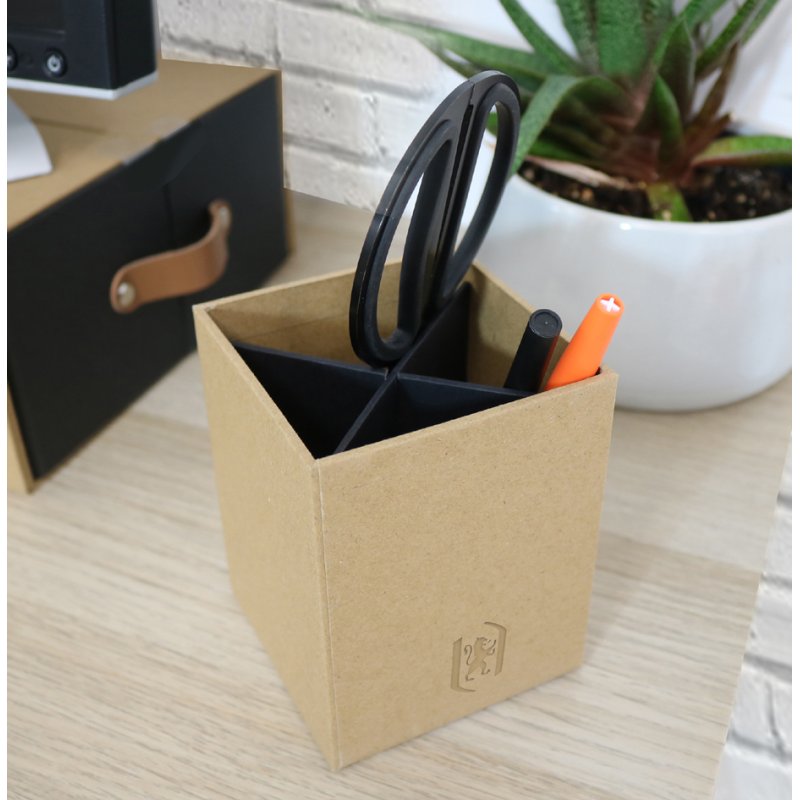 Oxford Savana pen holder, cardboard, natural, 85×85×110 mm