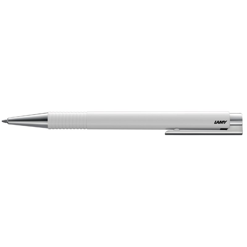 LAMY stylo à bille rétractable logo M+, blanc, recharge bleue incluse