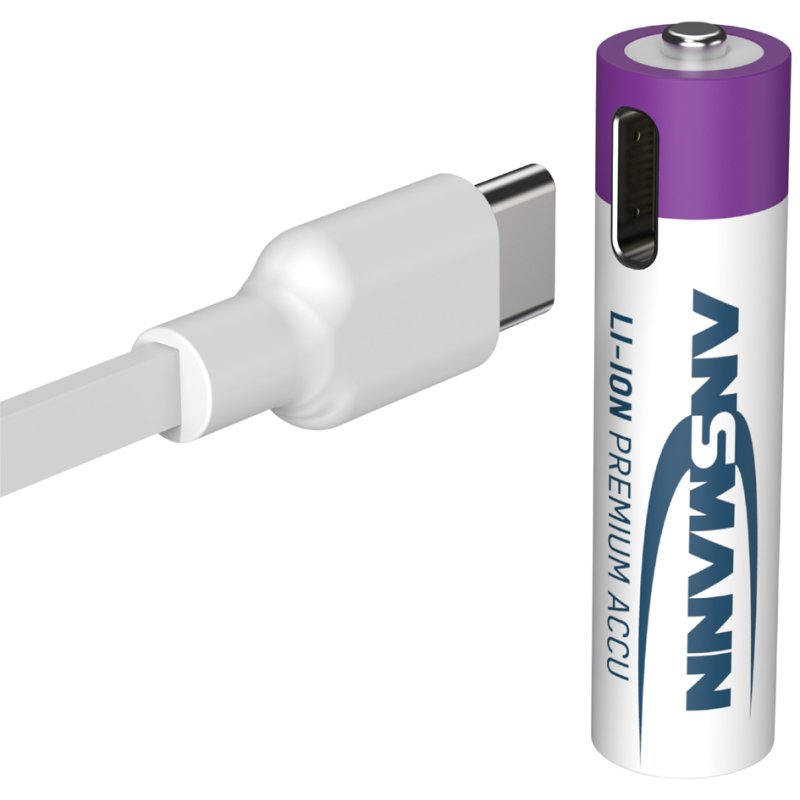 ANSMANN Li-Ion oplaadbare AAA batterijen, USB-C aansluiting, 1,5 V, 4 stuks