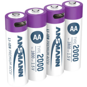 ANSMANN oplaadbare AA batterijen, USB-C aansluiting, lithium-ion, 4 stuks