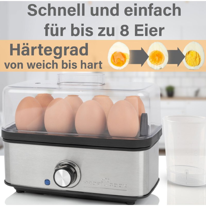 PROFI COOK egg boiler PC-EK 1275, black/silver, up to 8 eggs