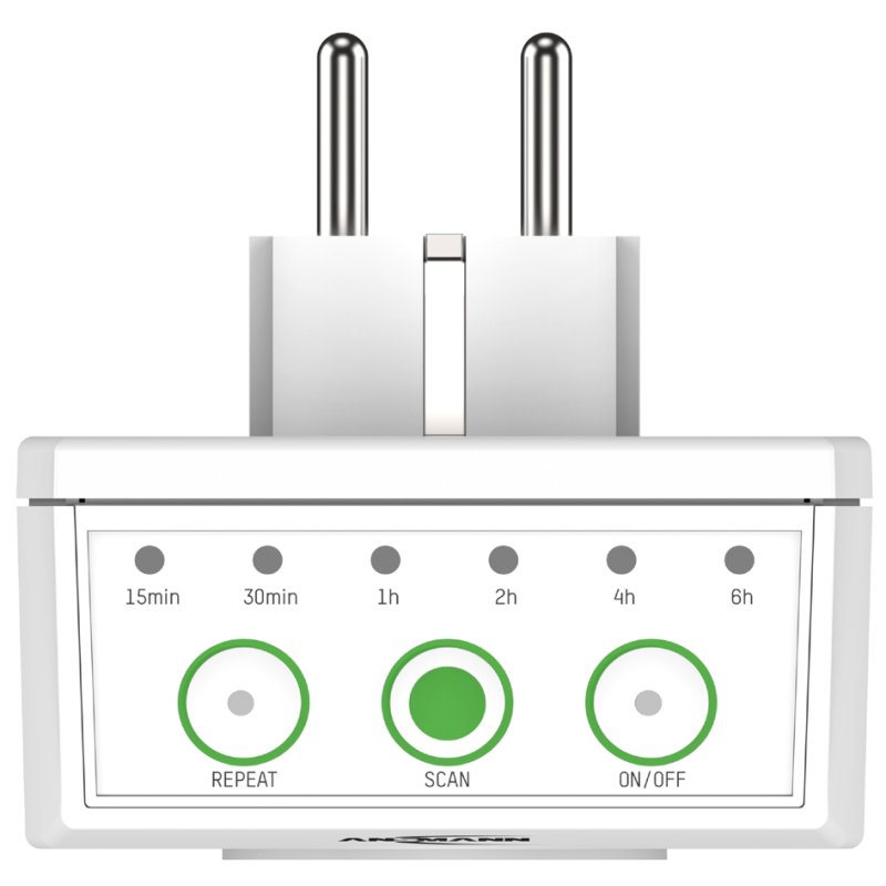 ANSMANN energiebesparende tijdgestuurde stopcontact AES1.3, wit, 3680 watt