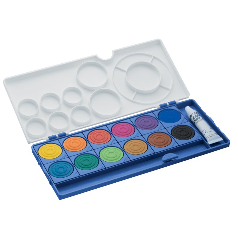 LAMY set aquarelle aquaplus, bleu, 12 couleurs, blanc de gouache inclus 7,5 ml