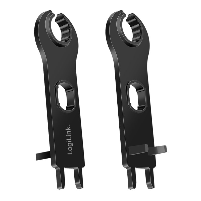 LogiLink mounting tool set for PVC solar panel cable connectors, black, glass-fibre reinforced plastic, 2 pieces