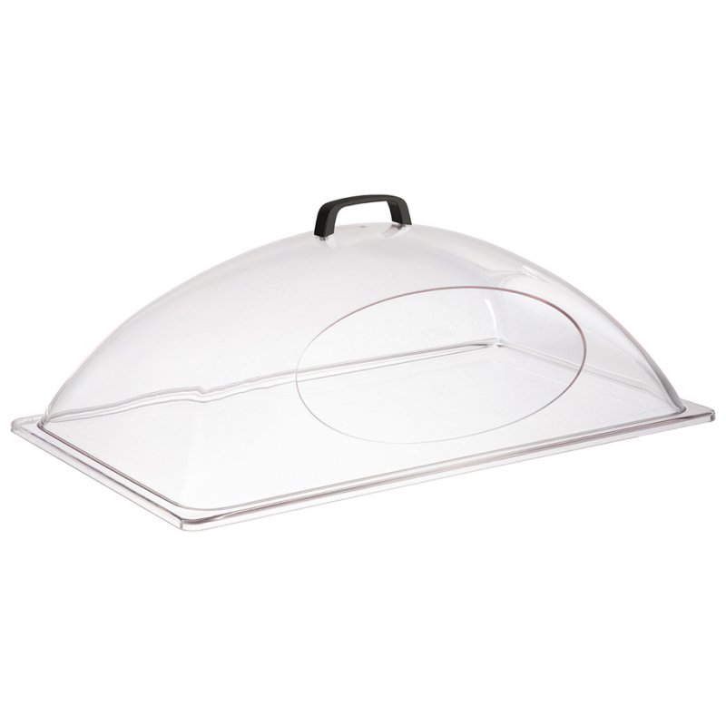 APS koepeldeksel GN 1/1, transparant, met uitsparing voorzijde, 540×335×205 mm