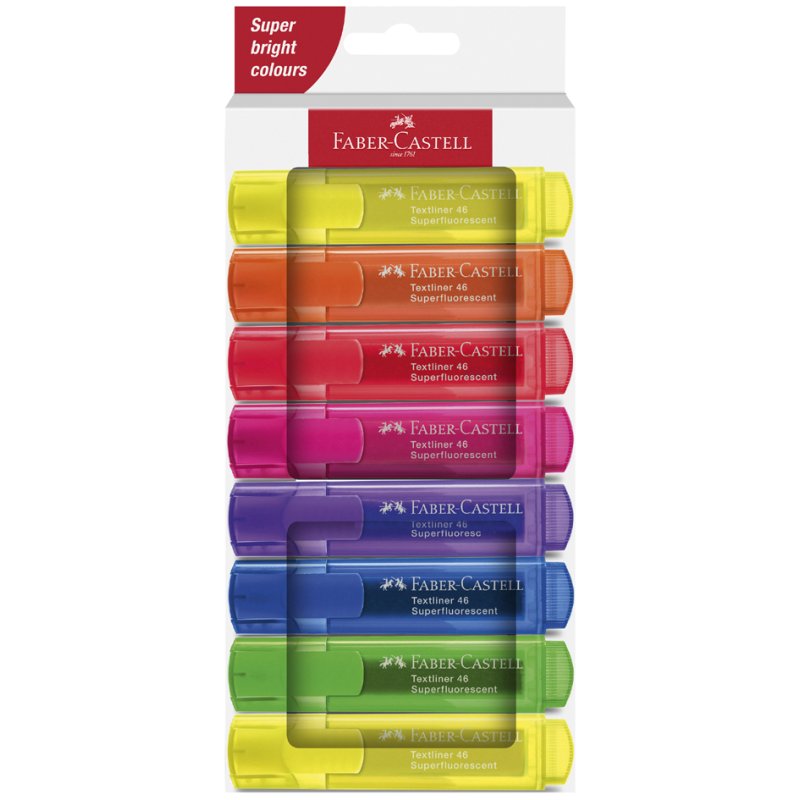 Faber-Castell TEXTLINER highlighters, refillable, 8 pieces, chisel tip 1.0-5.0 mm