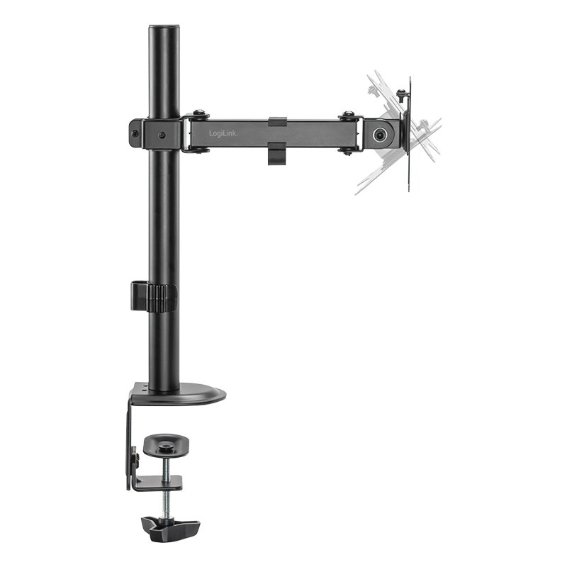 LogiLink monitor arm, 17-32 inch, black steel, desk clamp