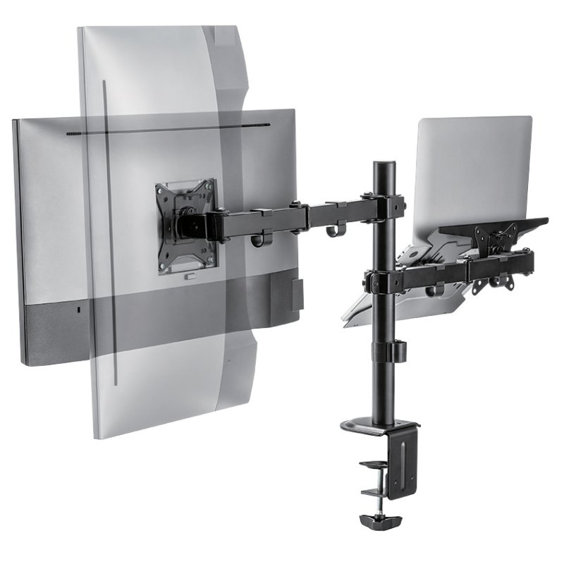 LogiLink monitor arm with laptop holder, black, 17-32 inch, VESA 75×75/100×100