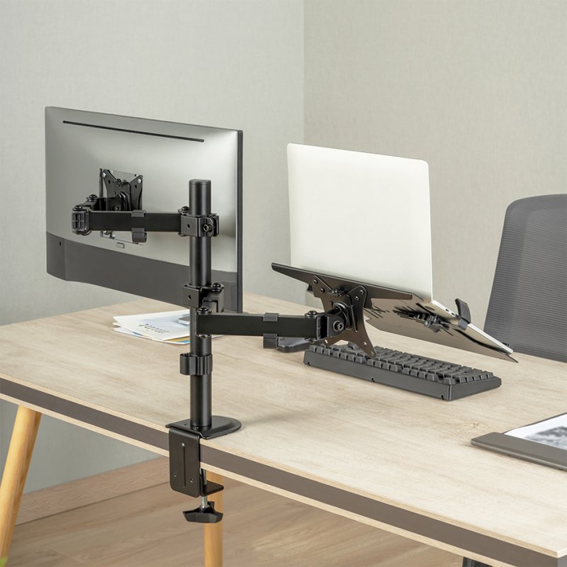 LogiLink monitor arm with laptop holder, black, 17-32 inch, VESA 75×75/100×100