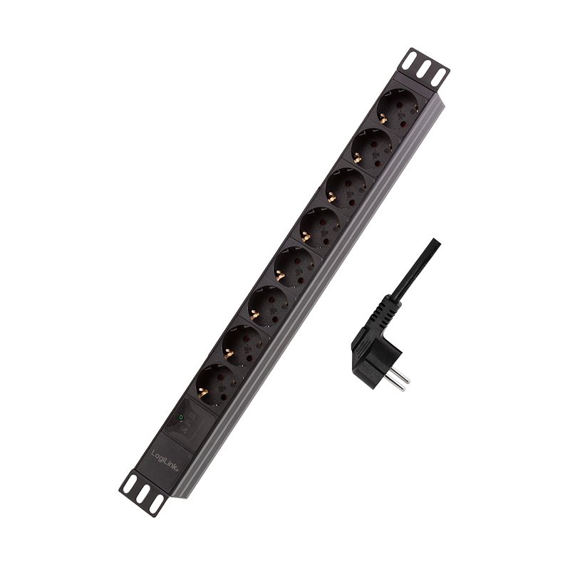 LogiLink Professional 19 inch power strip 8-way, black