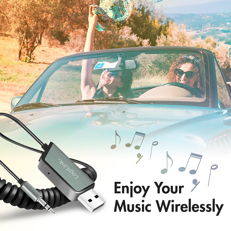 LogiLink Récepteur audio Bluetooth 5.3, noir, véhicules, portée 8 m