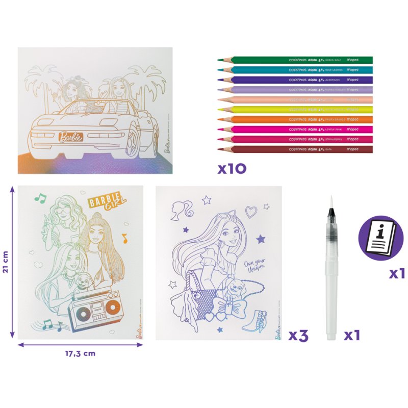 Maped Creativ Barbie AQUA ART watercolour set, 17 pieces, from 6 years