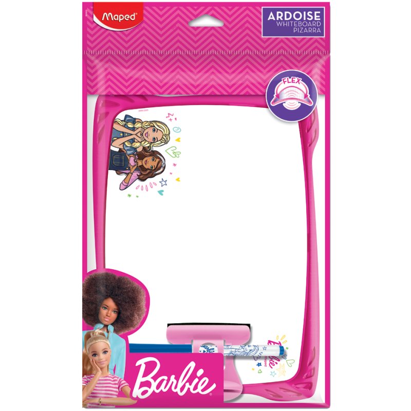 Tableau blanc Maped Barbie, effaçable à sec, 200×275 mm, cadre rose