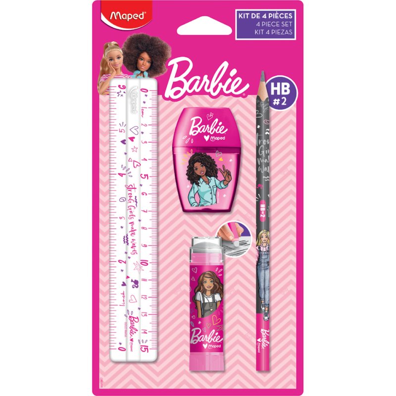 Maped ensemble d'écriture Barbie, 4 pièces, blister