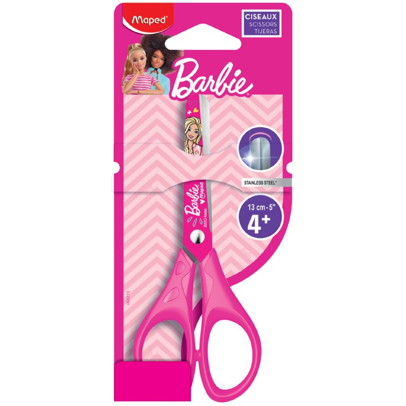 Maped Barbie ciseaux enfant, bout rond, 130 mm, rose