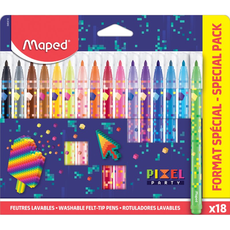 Maped PIXEL PARTY felt-tip pens, 12 pieces, 2.8 mm, washable