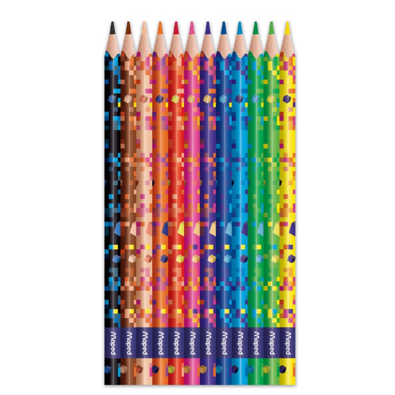 Maped crayons de couleur Pixel Party, triangulaires, assortiment coloré, 12 pièces