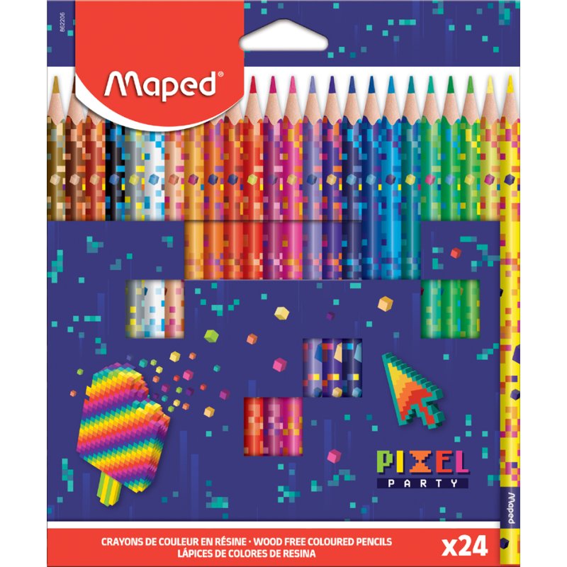 Maped crayons de couleur Pixel Party, triangulaires, assortiment coloré, 12 pièces